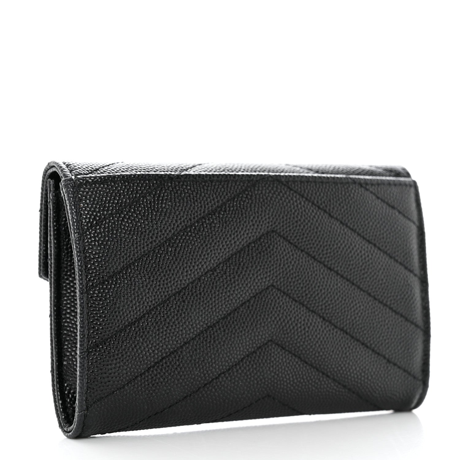 Saint Laurent Grain De Poudre Matelasse Chevron Small Monogram Envelope Wallet Black 2 of 6