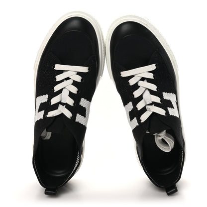 Hermes Knit Fabric Calfskin Deep Sneakers 38 Black White 2 of 10
