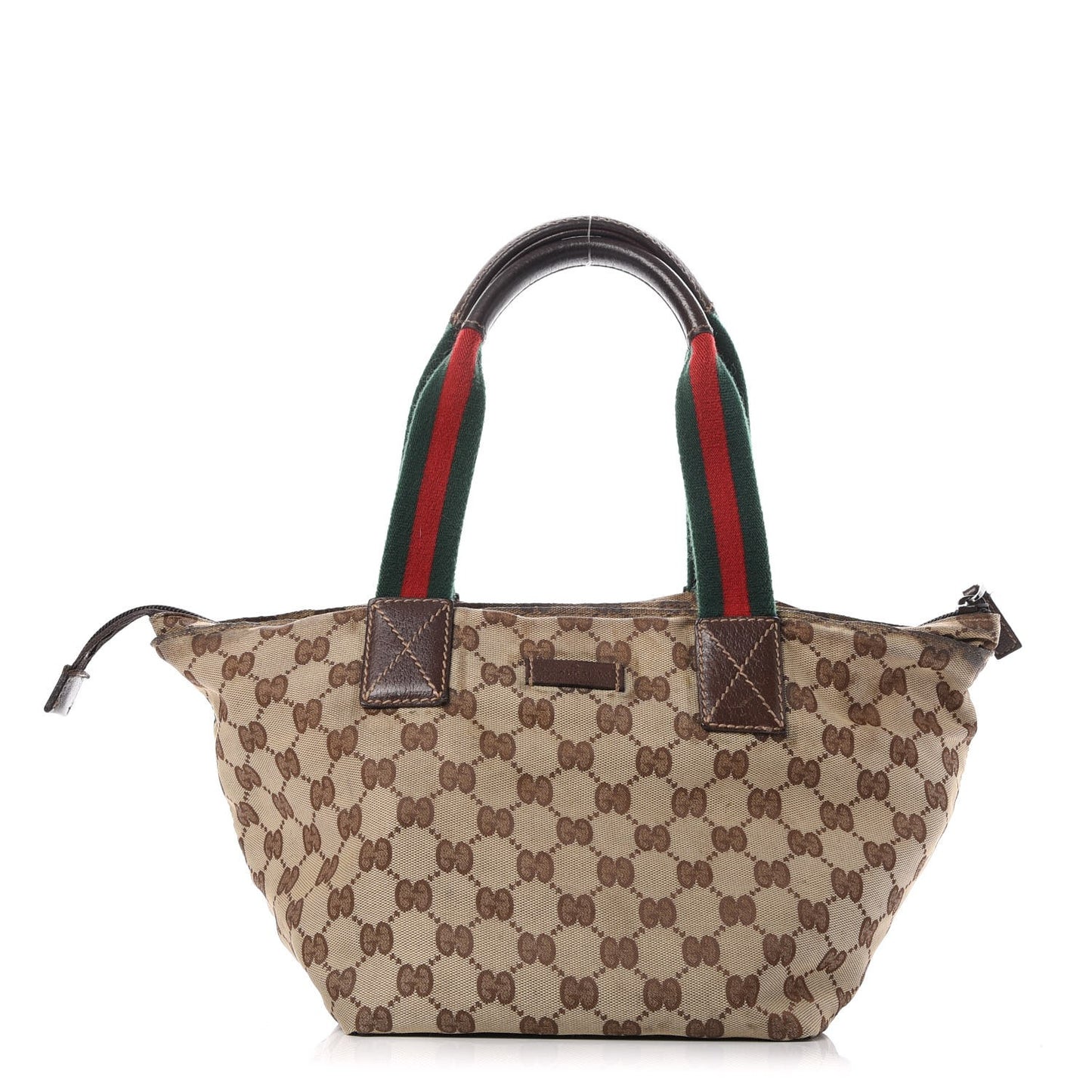 GG Monogram Small Web Handle Bucket Tote Dark Brown