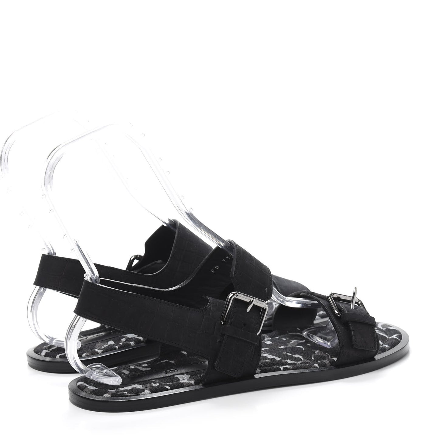 Nubuck Crocodile Embossed Mens Sandals 9.5 Black