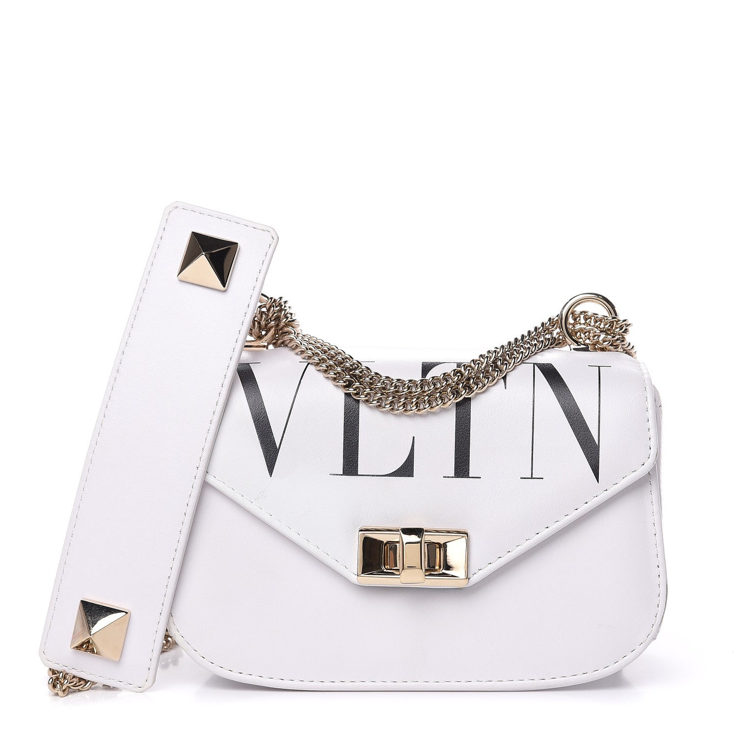 Calfskin VLTN Small Shoulder Bag White