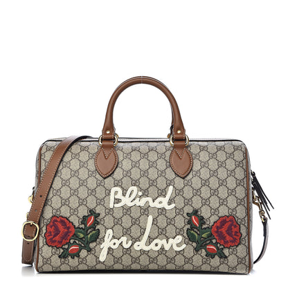 Gucci GG Supreme Monogram Blind for Love Embroidered Medium Boston Beige Tuscany 1 of 11