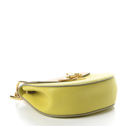 Chloe Grained Calfskin Lambskin Mini Bi-Color Drew Shoulder Bag Yellow Beige 4 of 10