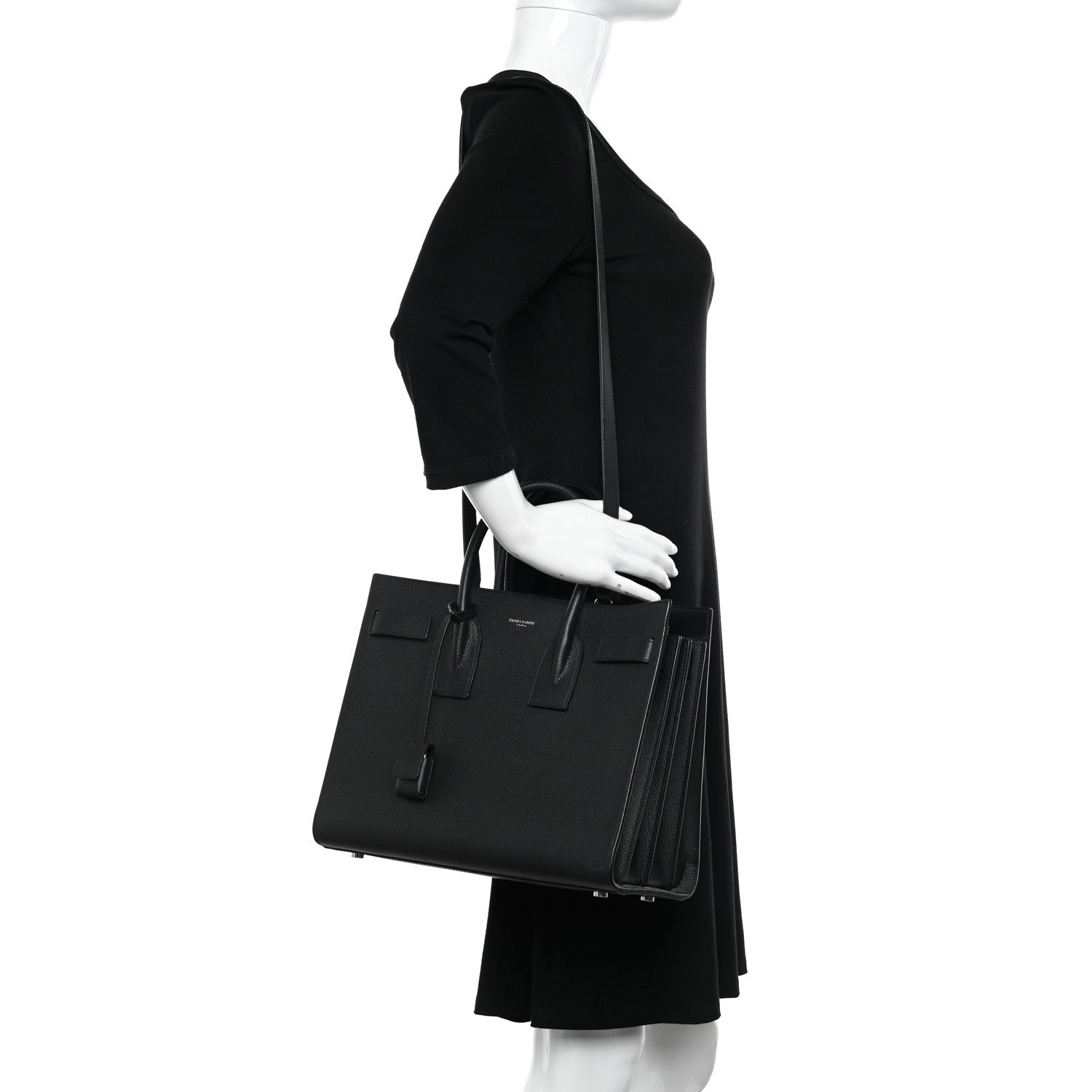 Saint Laurent Grained Calfskin Small Sac De Jour Black 2 of 13
