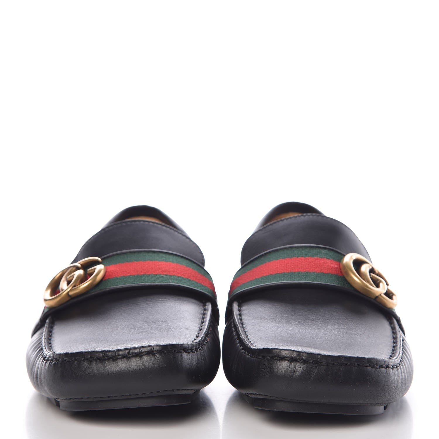 Gucci Velvety Calfskin Web Mens Noel Driver Loafers 8 Black 2 of 9