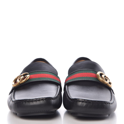 Gucci Velvety Calfskin Web Mens Noel Driver Loafers 8 Black 2 of 9