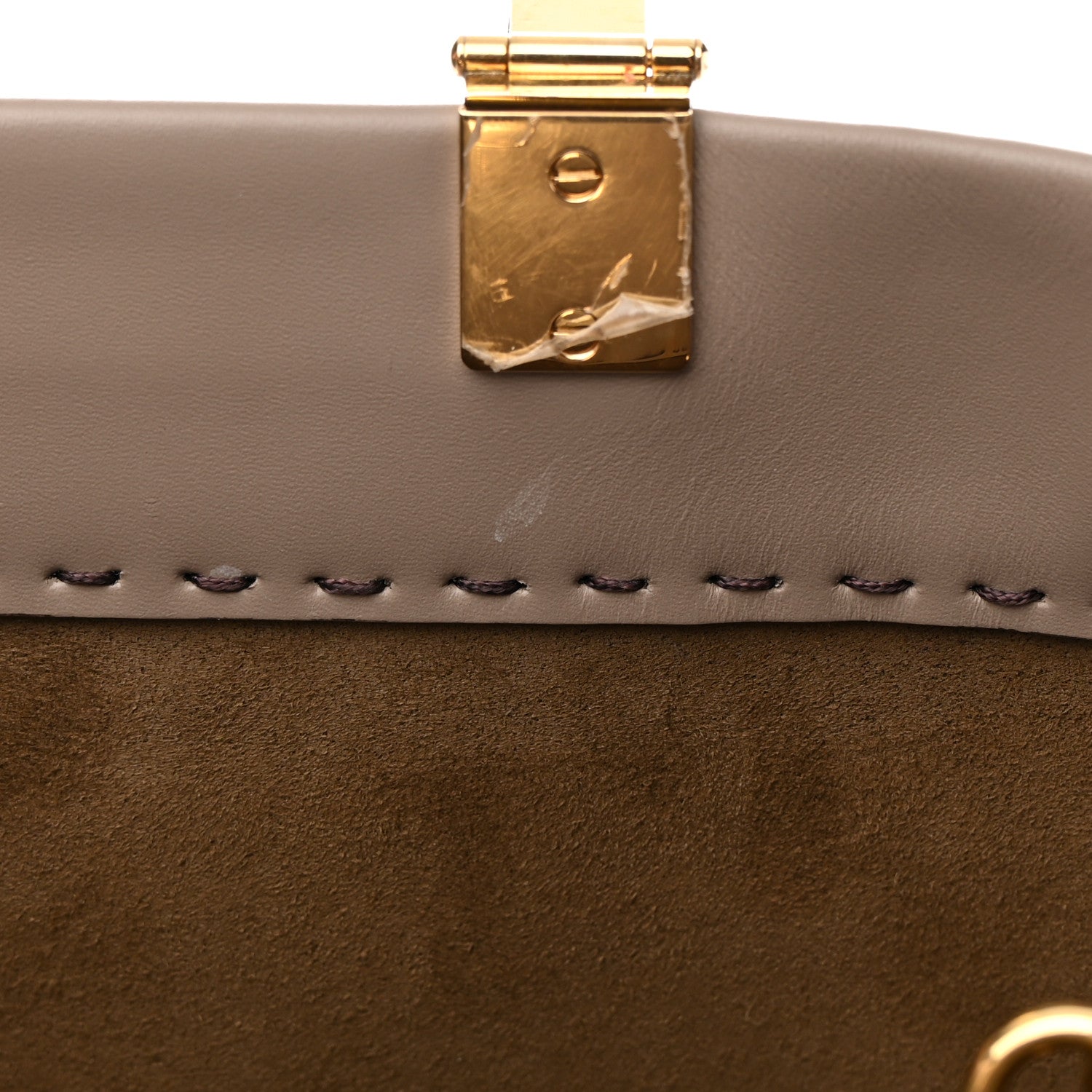 Fendi Vitello King Plexiglass Logo Embossed Medium Fendi Sunshine Shopper Tote Tortora 16 of 16