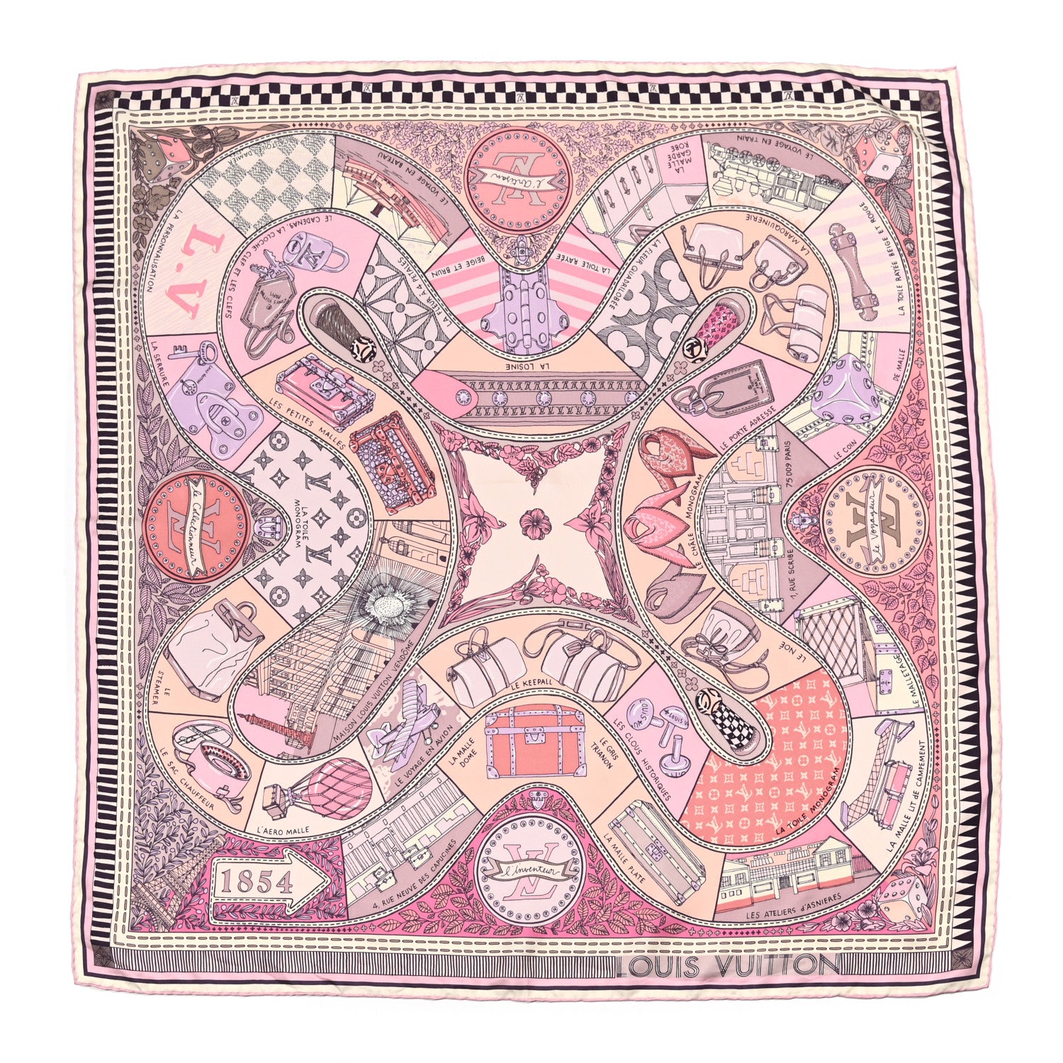 Louis Vuitton Silk Jeu De Louis Scarf Pink 1 of 5