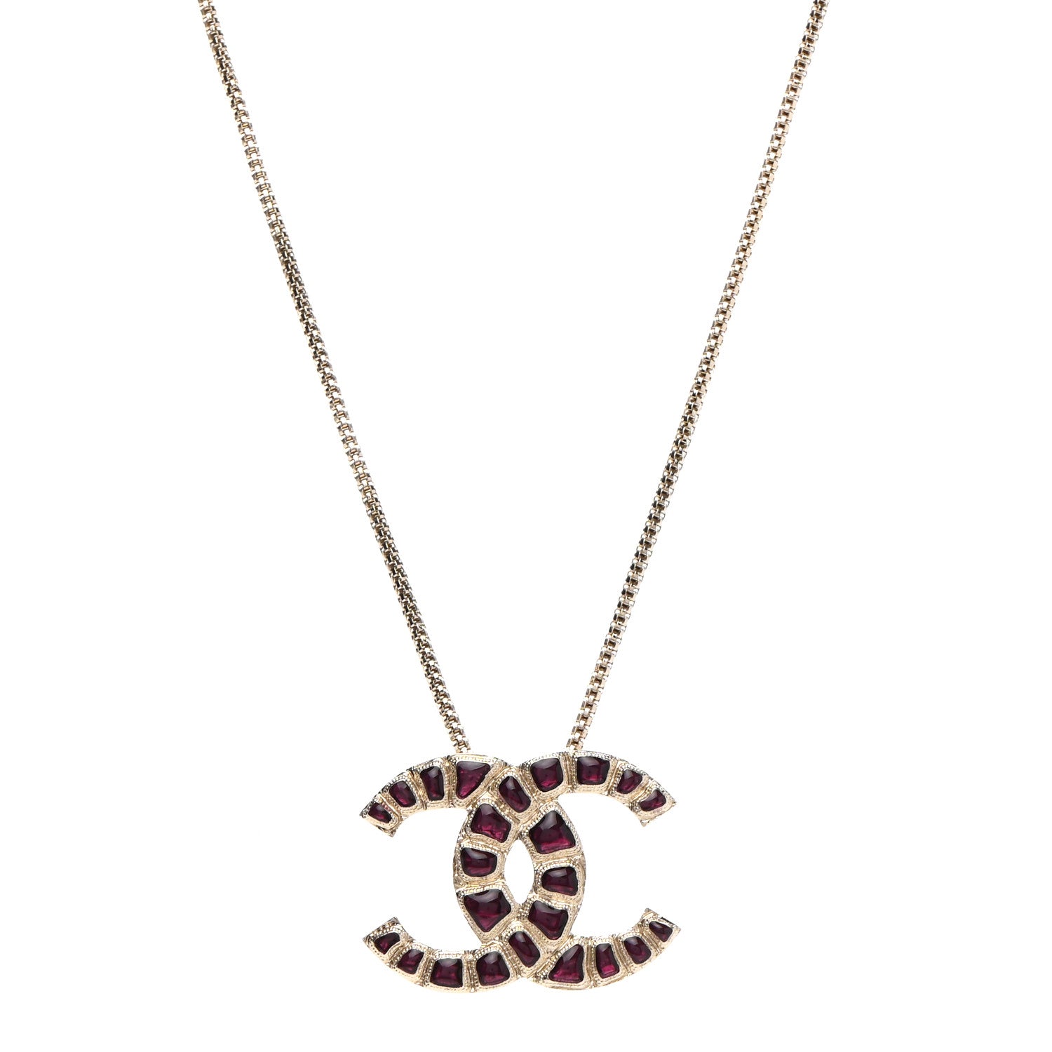 Chanel Resin Along The Nile CC Pendant Necklace Gold Purple 1 of 7