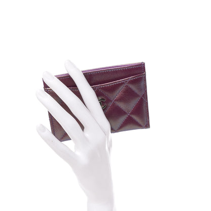 Chanel Iridescent Lambskin Quilted Card Holder Purple 2 of 9