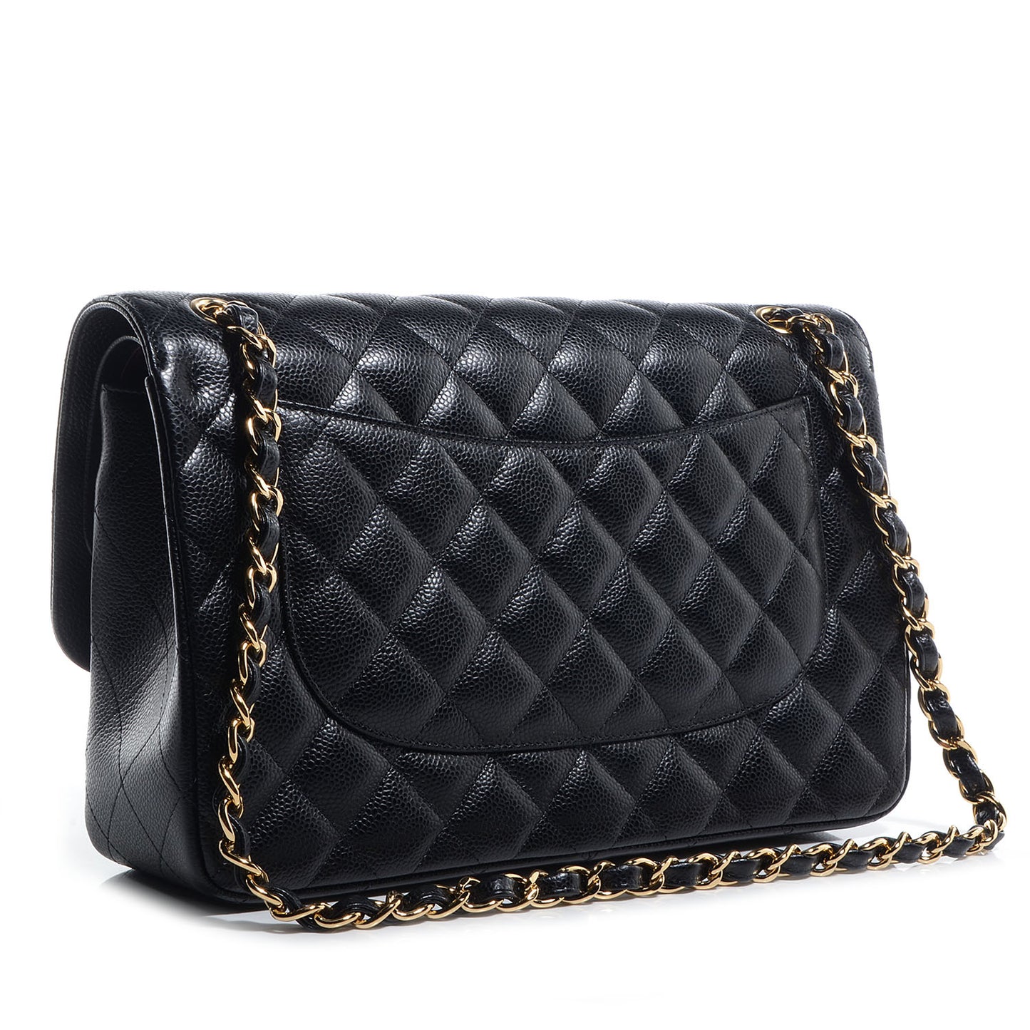 Caviar Quilted Jumbo Double Flap Black
