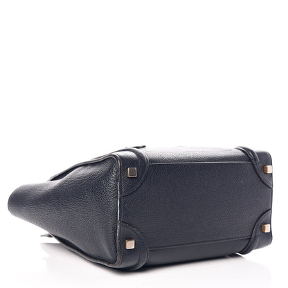 Celine Drummed Calfskin Micro Luggage Midnight 4 of 14