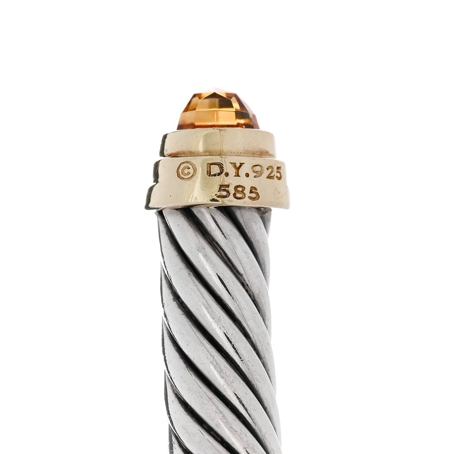 David Yurman Sterling Silver 14K Yellow Gold Citrine 5mm Cable Classics Petite Color Bracelet 3 of 3