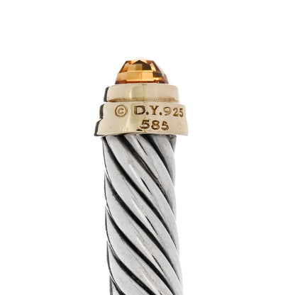 David Yurman Sterling Silver 14K Yellow Gold Citrine 5mm Cable Classics Petite Color Bracelet 3 of 3