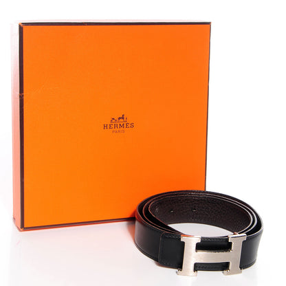 Hermes Box Taurillon Clemence Reversible Brushed Constance 32mm H Belt 90 Noir Ebene 6 of 6