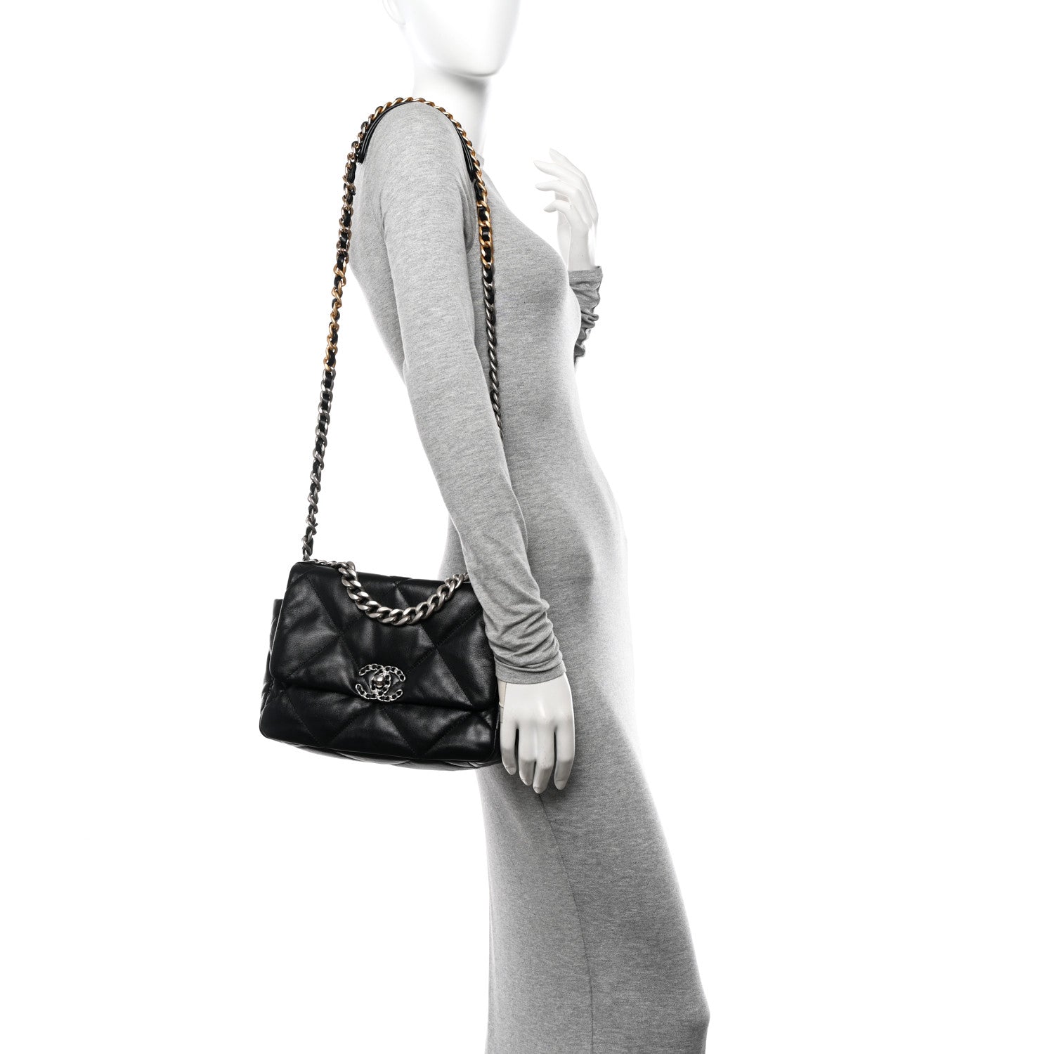 Chanel Goatskin Quilted Medium Chanel 19 Flap Black 2 of 10
