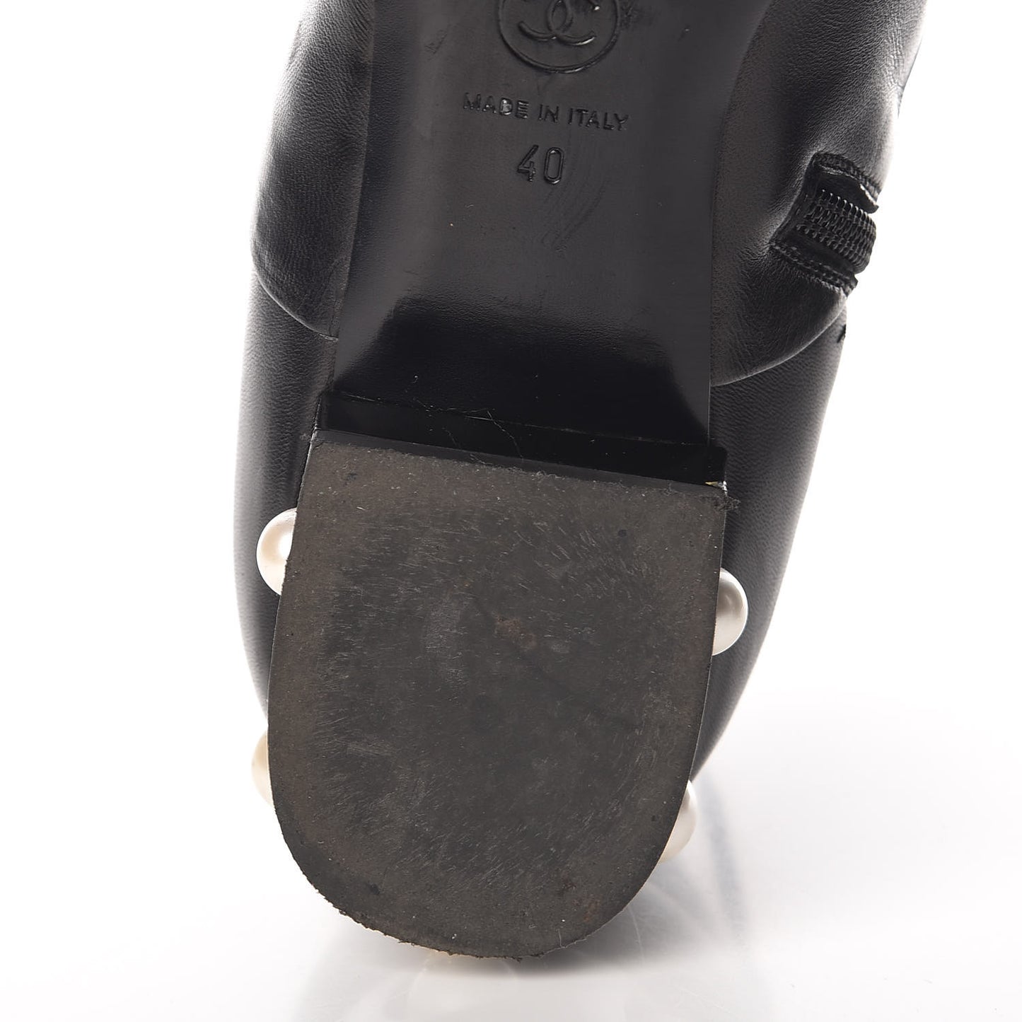 Lambskin Pearl Short Boots 40 Black