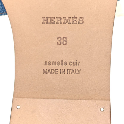 Hermes Denim Canvas Oran Sandals 38 Bleu Clair 5 of 6