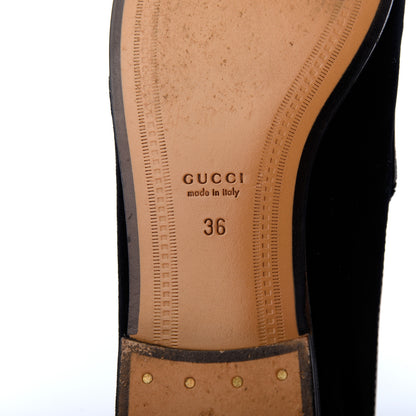 Gucci Velvet Horsebit Womens Jordaan Loafers 36 Black 7 of 15
