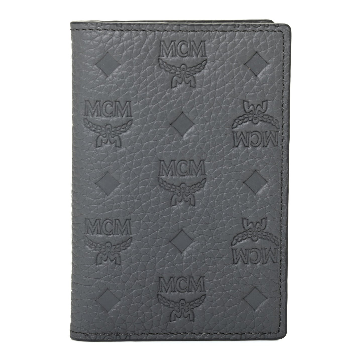 Calfskin Ottomar Monogram Mini Bi-Fold Card Wallet Charcoal