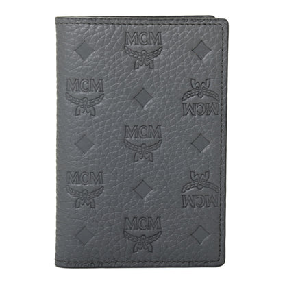 MCM Calfskin Ottomar Monogram Mini Bi-Fold Card Wallet Charcoal 1 of 4