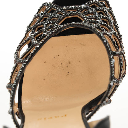 Christian Louboutin Satin Strass Aranea 100 Heels 39.5 Black Hematite 11 of 12