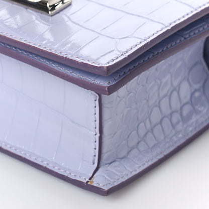 Alexander McQueen Shiny Crocodile Embossed Jeweled Satchel Lavender 8 of 9