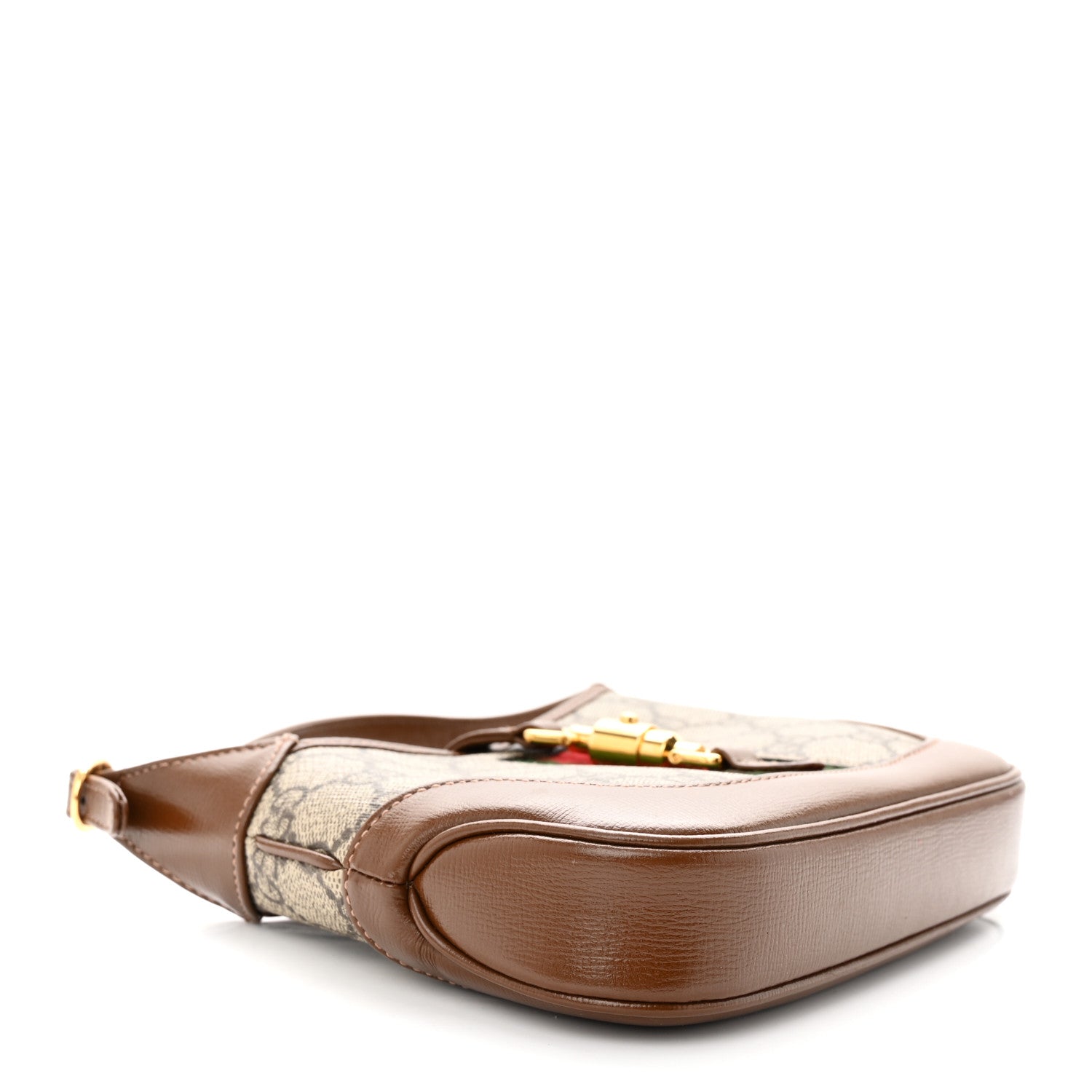 Gucci GG Supreme Monogram Azalea Calfskin Web Mini Jackie 1961 Hobo Beige Ebony Brown Sugar 4 of 10
