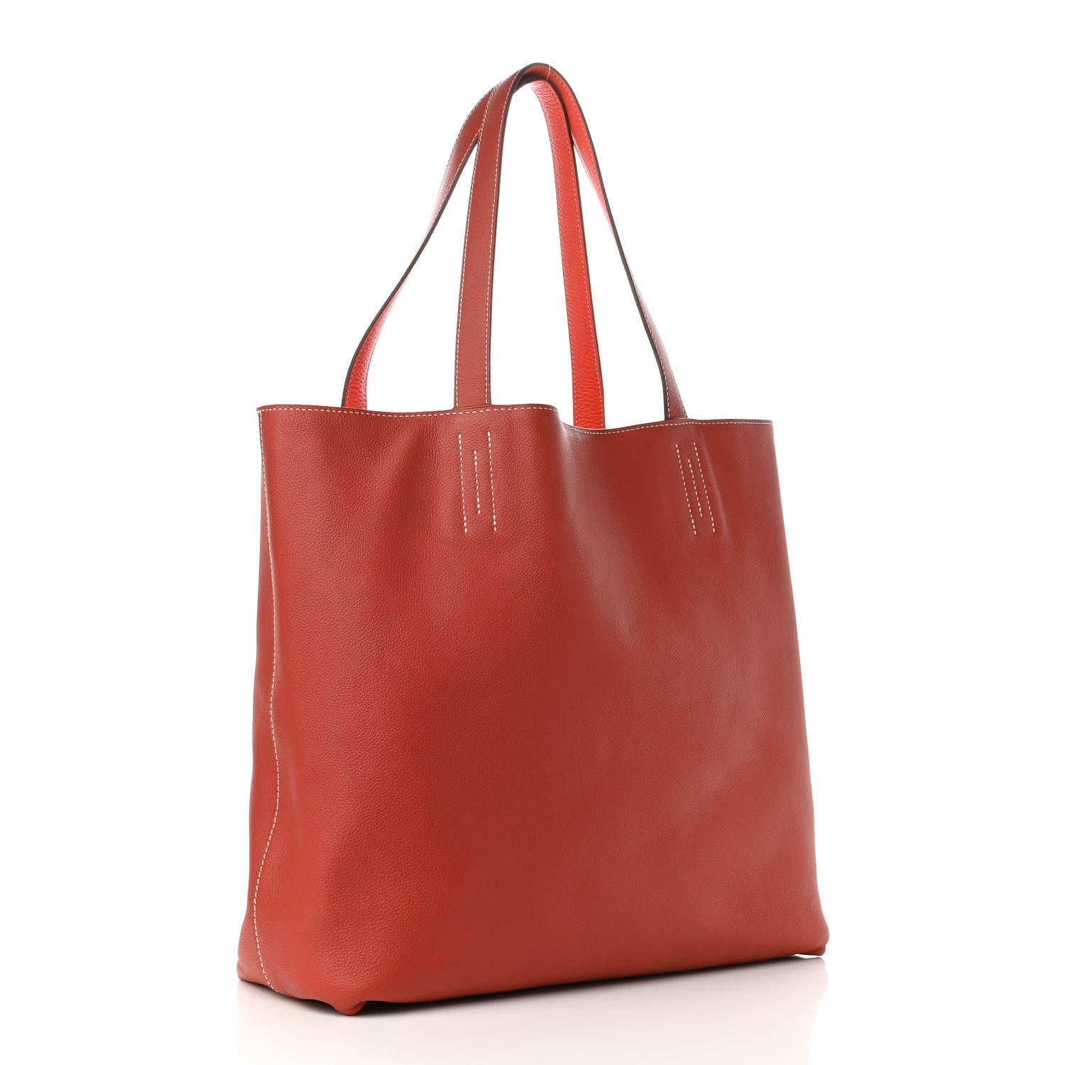 Hermes Taurillon Clemence Double Sens Reversible Tote Sanguine Rose Jaipur 4 of 14