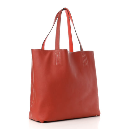 Hermes Taurillon Clemence Double Sens Reversible Tote Sanguine Rose Jaipur 4 of 14