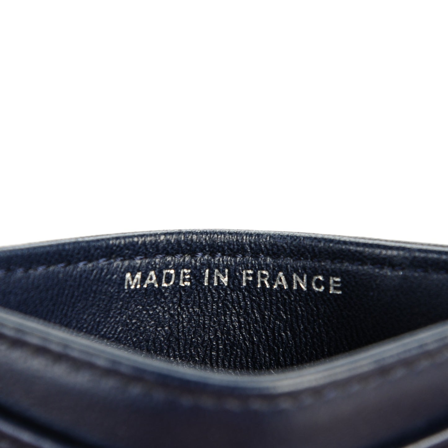 Lambskin Quilted Card Holder Navy Blue