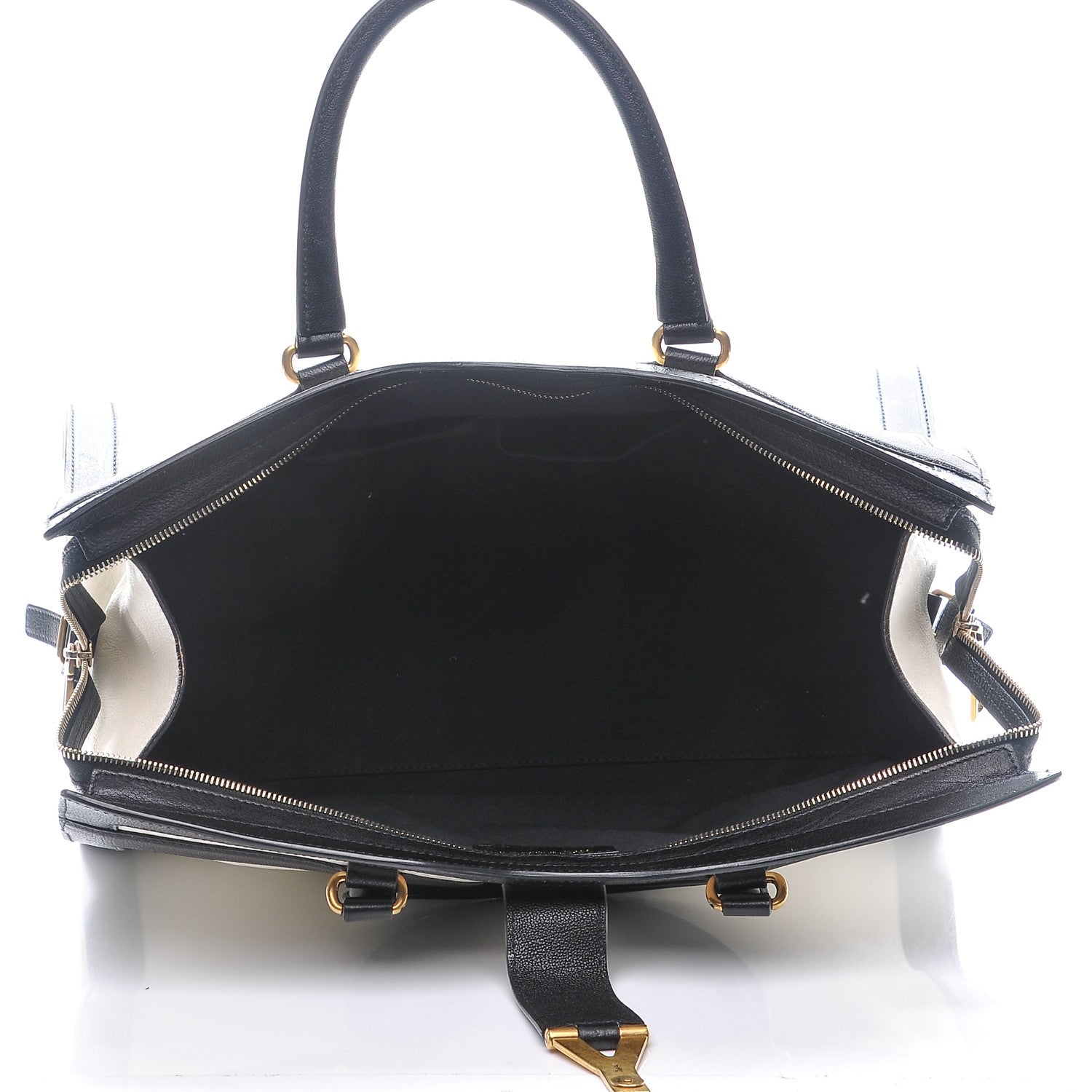 Saint Laurent Calfskin Large Cabas Chyc Black New Bone 7 of 9