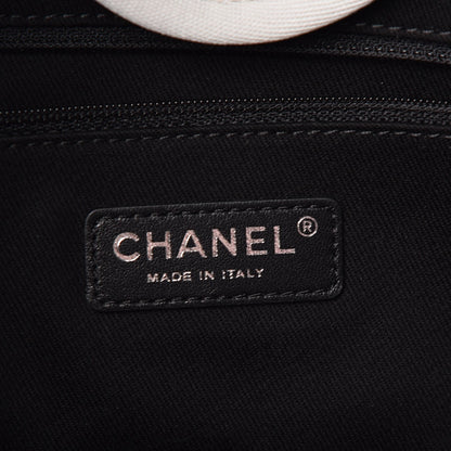 Chanel Woven Straw Raffia Large Deauville Tote Black White 7 of 8