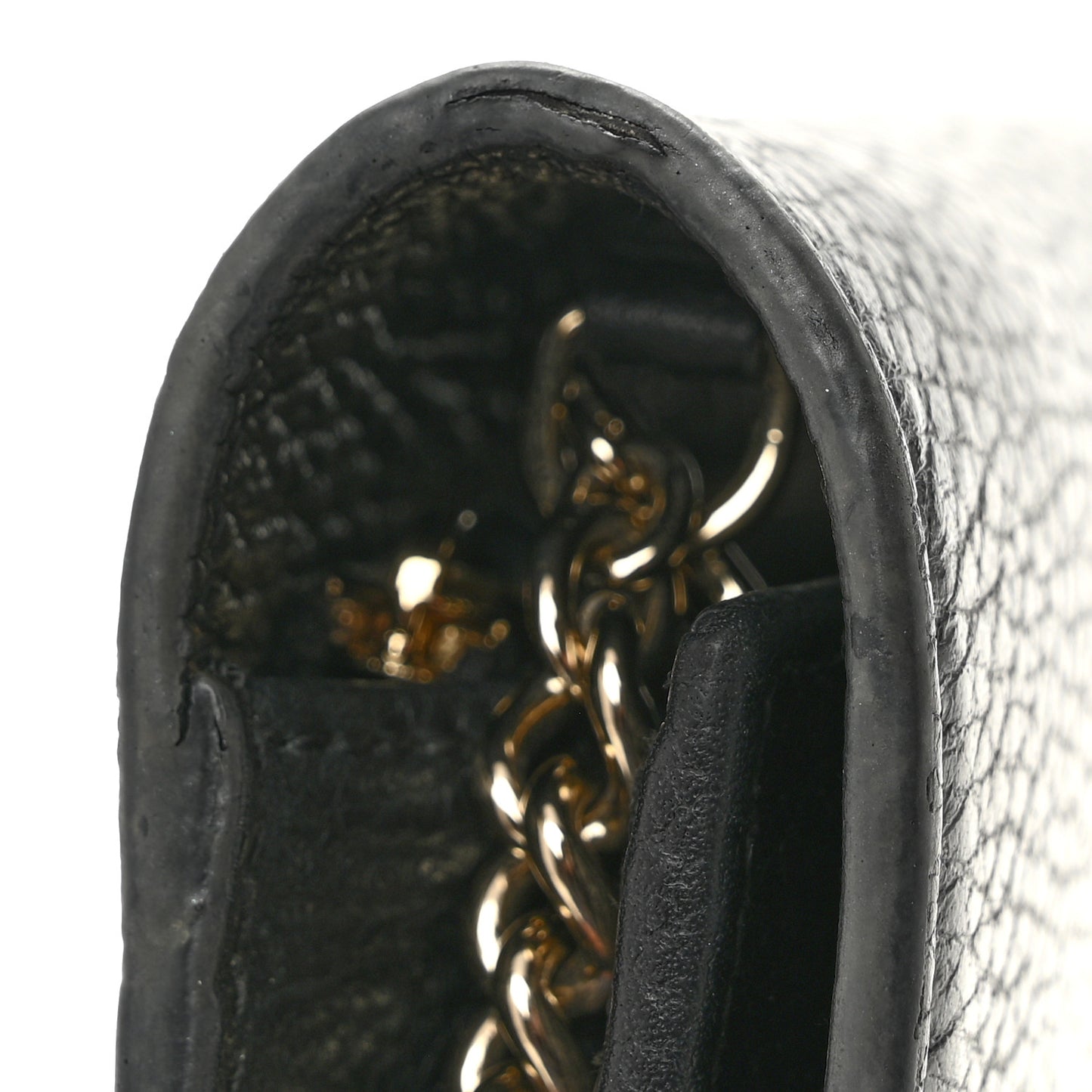 Dollar Calfskin Interlocking G Chain Wallet Black