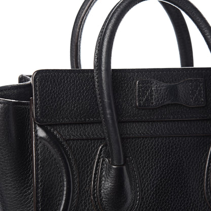 Celine Drummed Calfskin Nano Luggage Black 12 of 13