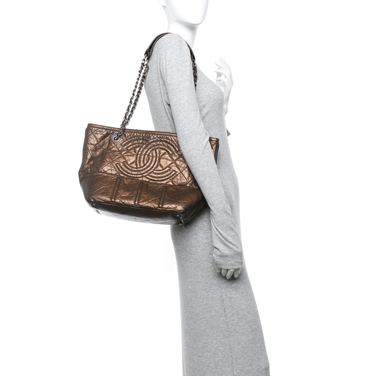 Chanel Metallic Aged Calfskin Small Shopping In Moscow Tote Bronze 2 of 11