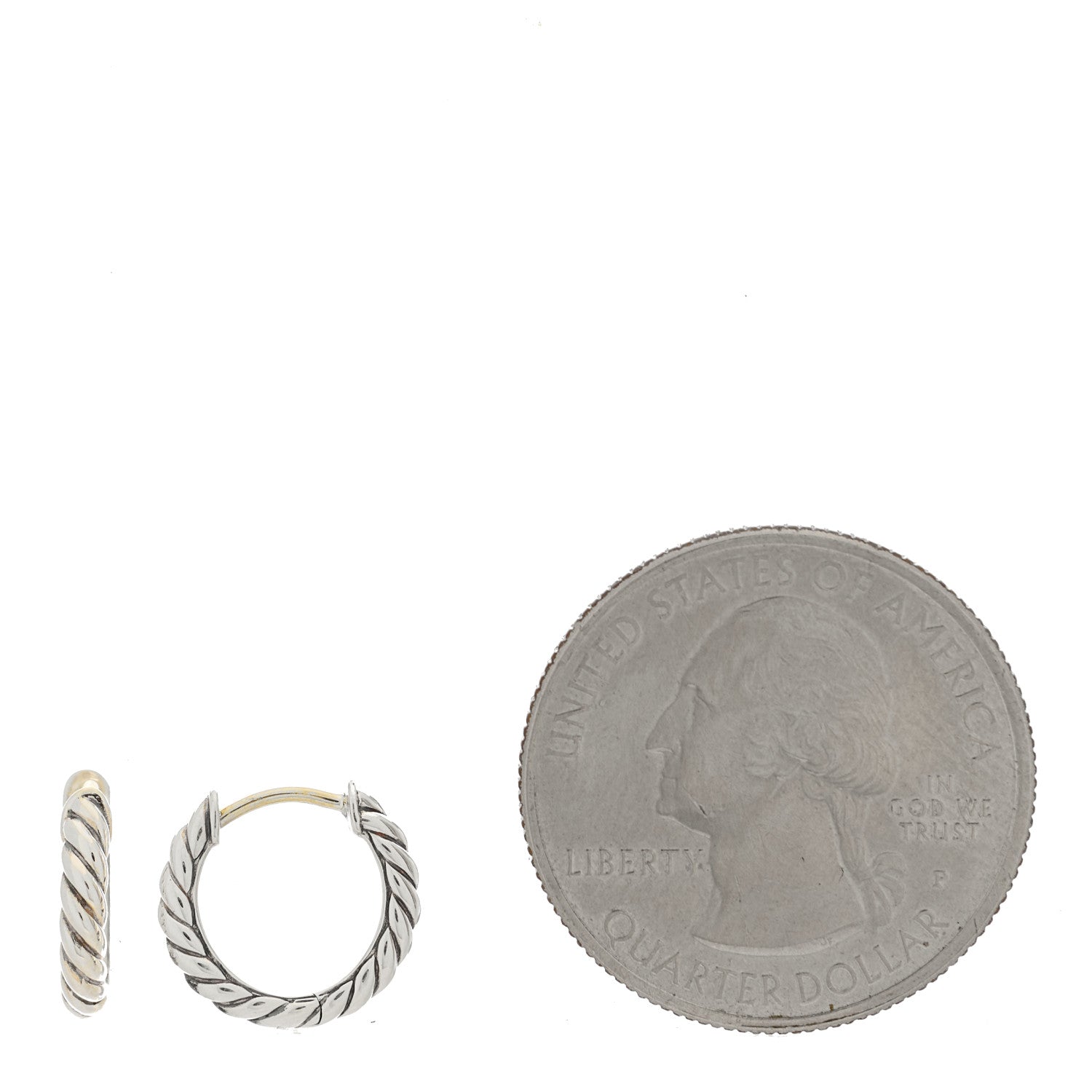 David Yurman Sterling Silver Sculpted Cable Micro Huggie Hoop Earrings 2 of 5