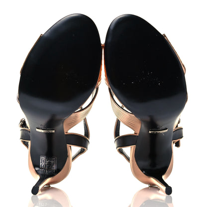 Gucci Malaga Kid Webby Crossover High Heel Sandals 39 Champagne 5 of 7