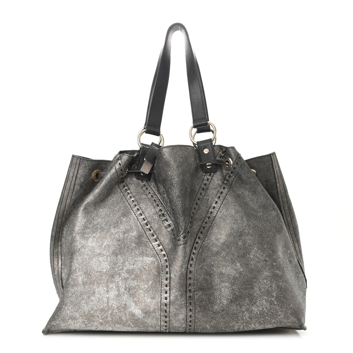Saint Laurent Calfskin Reversible Double Sac Y Tote Gold Black 11 of 19