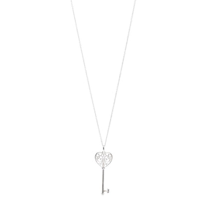 Tiffany Sterling Silver Enchant Heart Key Pendant Necklace 1 of 4