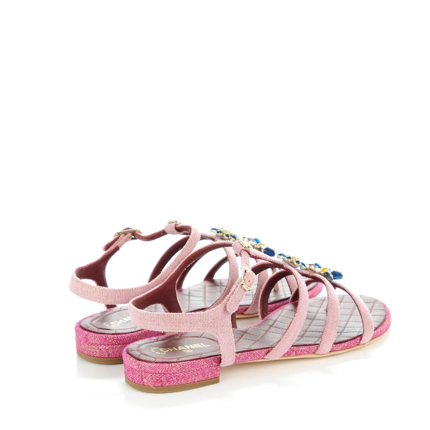 Chanel Tweed Poured Glass Sandals 39.5 Pink 4 of 8