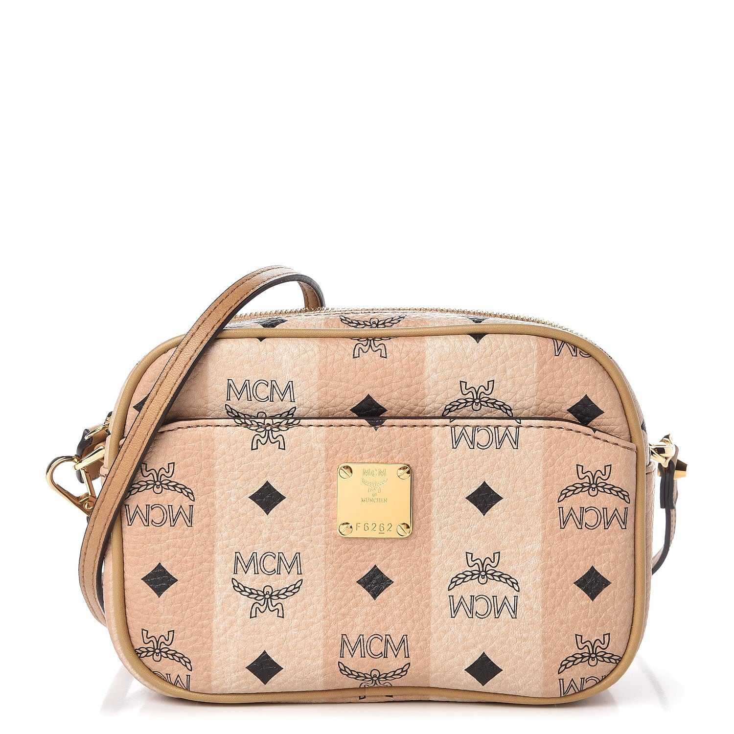 MCM Striped Visetos Mini Crossbody Bag Beige 1 of 14