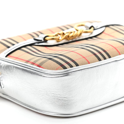 Burberry Metallic Smooth Calfskin 1983 Knight Check Link Bum Bag Silver 9 of 10