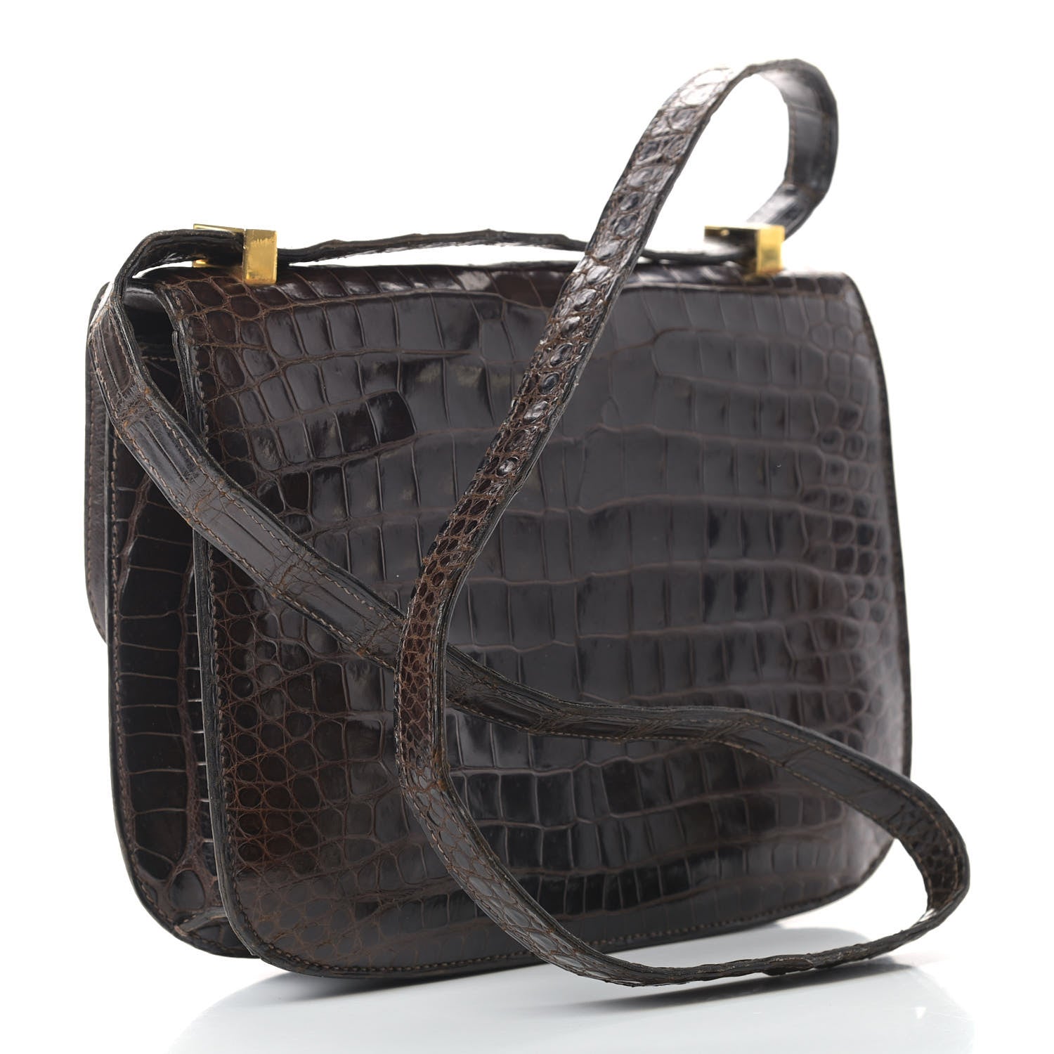 Hermes Shiny Porosus Crocodile Constance 23 Chocolate 3 of 31