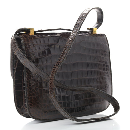 Hermes Shiny Porosus Crocodile Constance 23 Chocolate 3 of 31