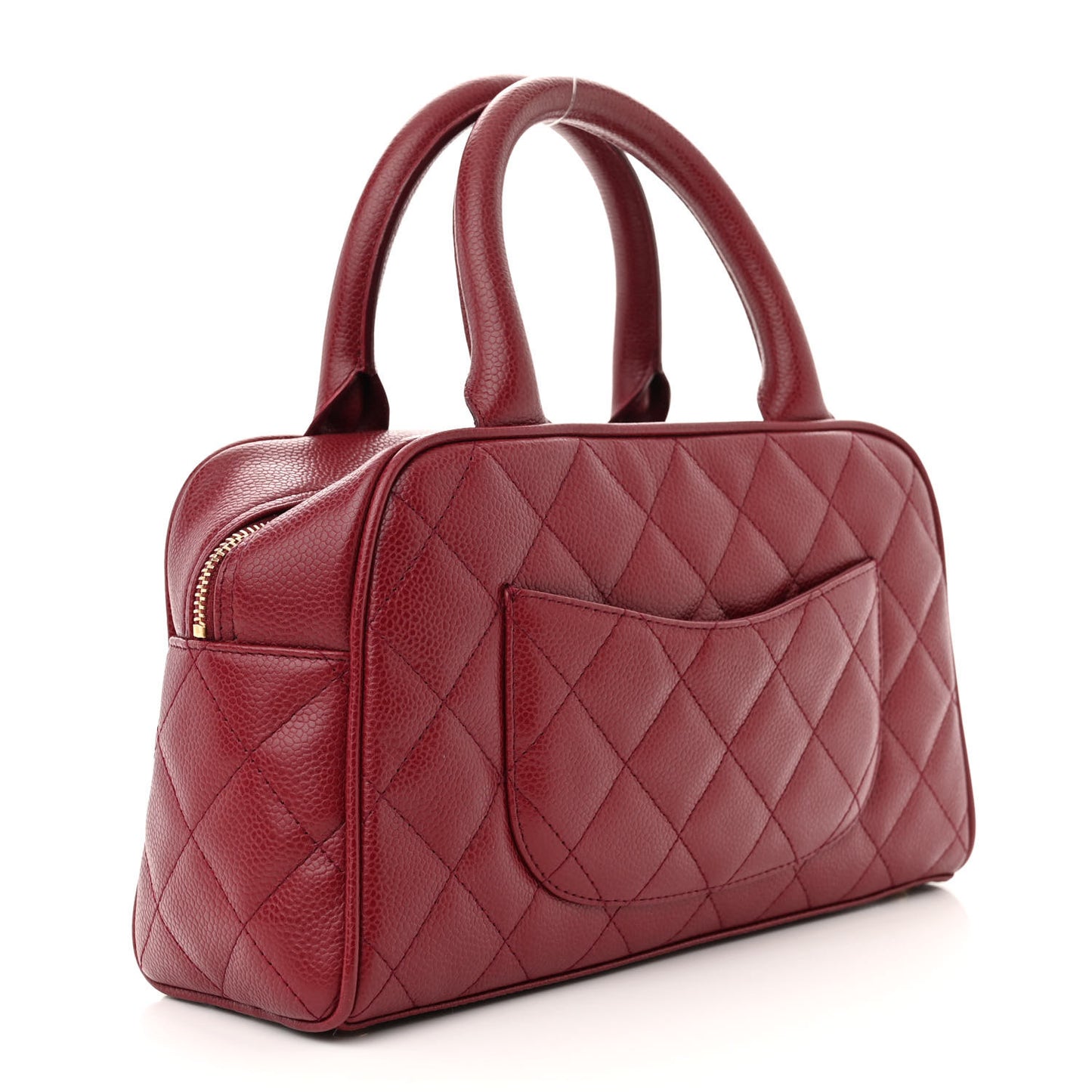 Caviar Quilted Small Bowler Dark Red