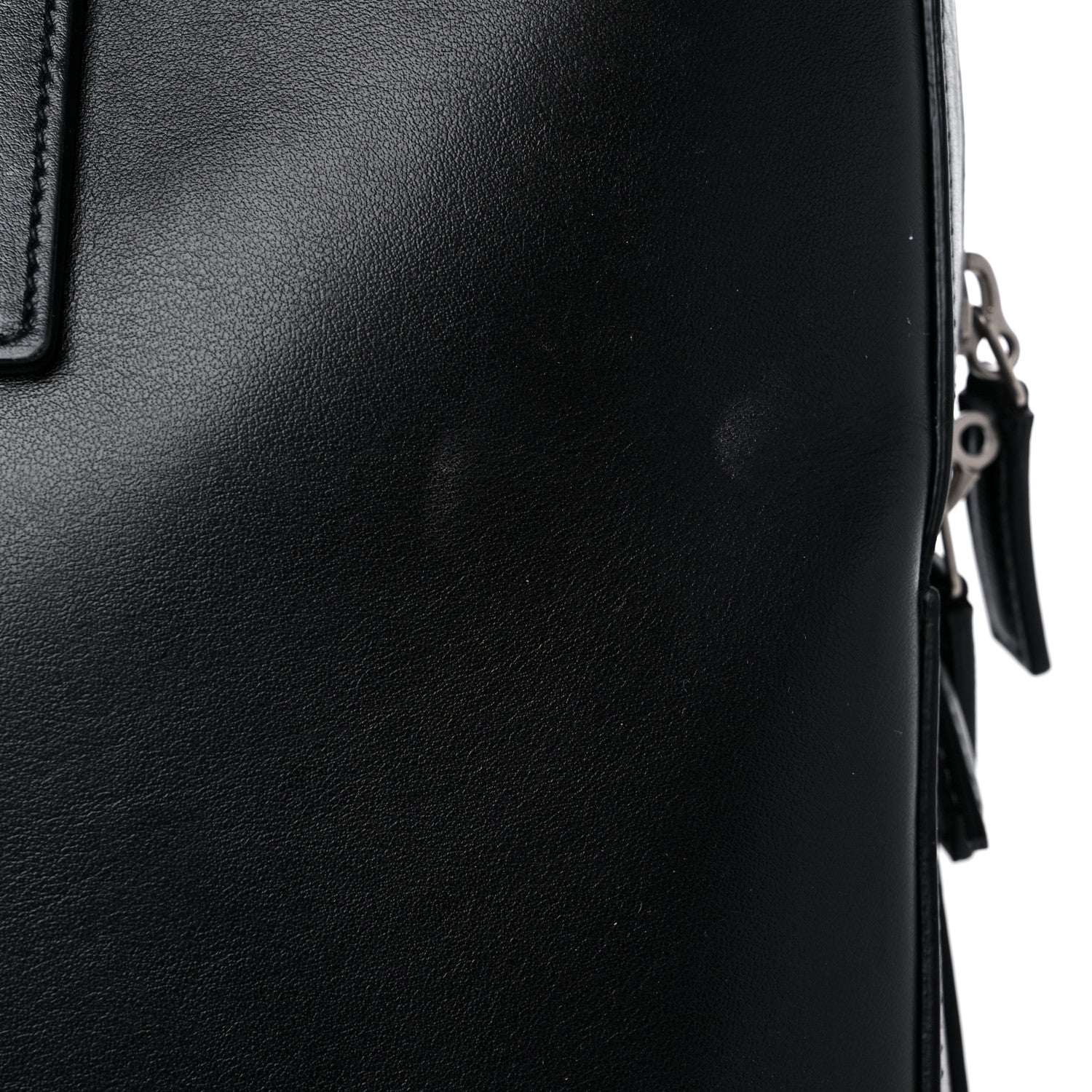Saint Laurent Calfskin Patch Embellished Museum Flat Briefcase Black 13 of 16