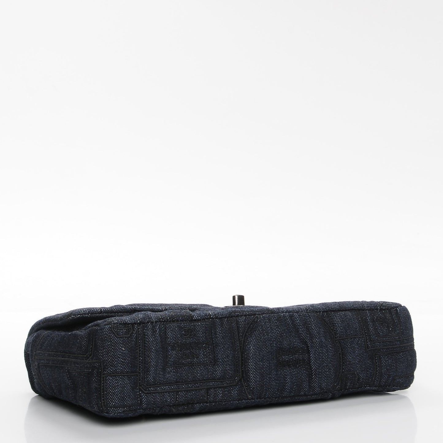 Denim Embroidered Medium Perfume Bottle Flap Blue