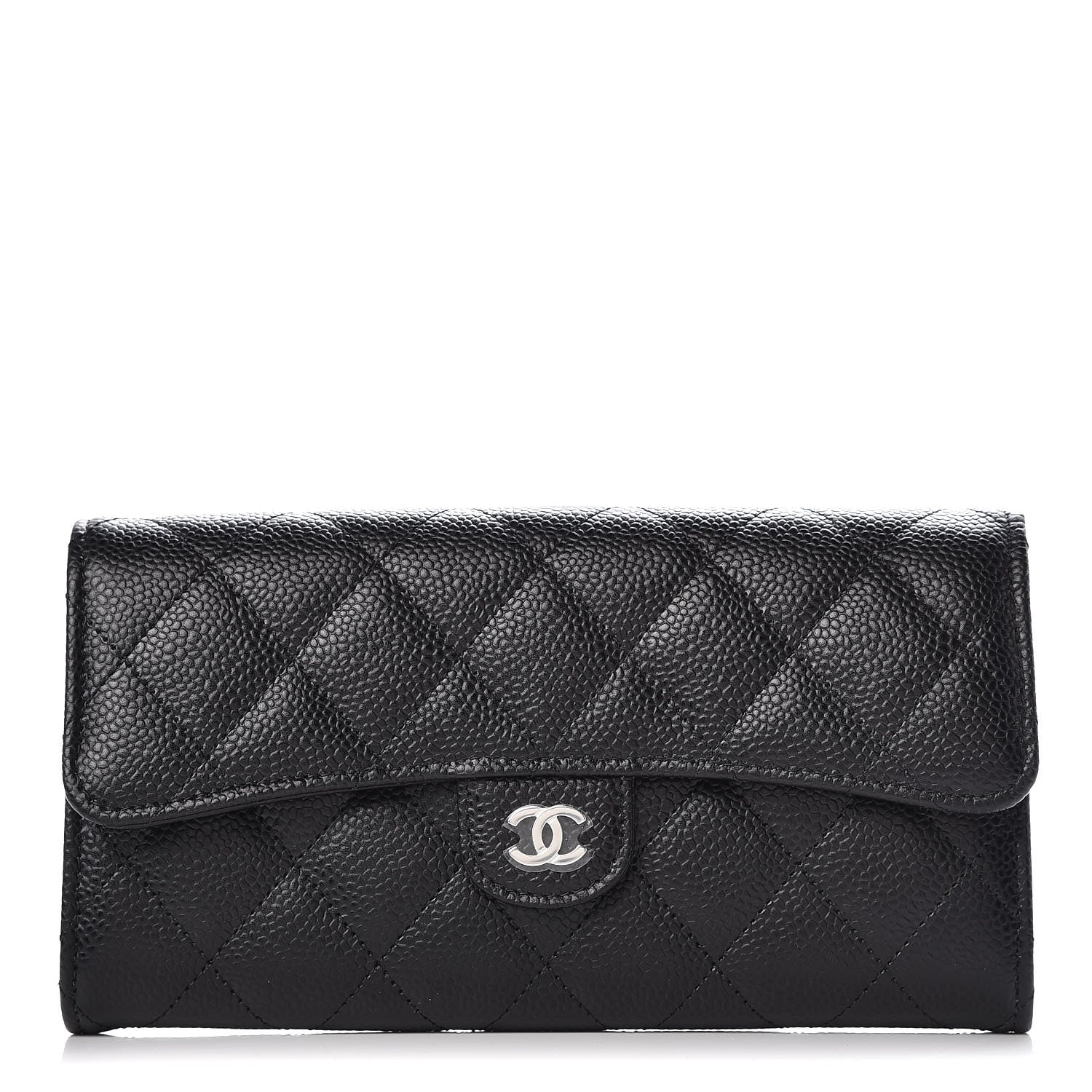 Chanel Caviar Quilted Large Gusset Flap Wallet Black 1 of 10