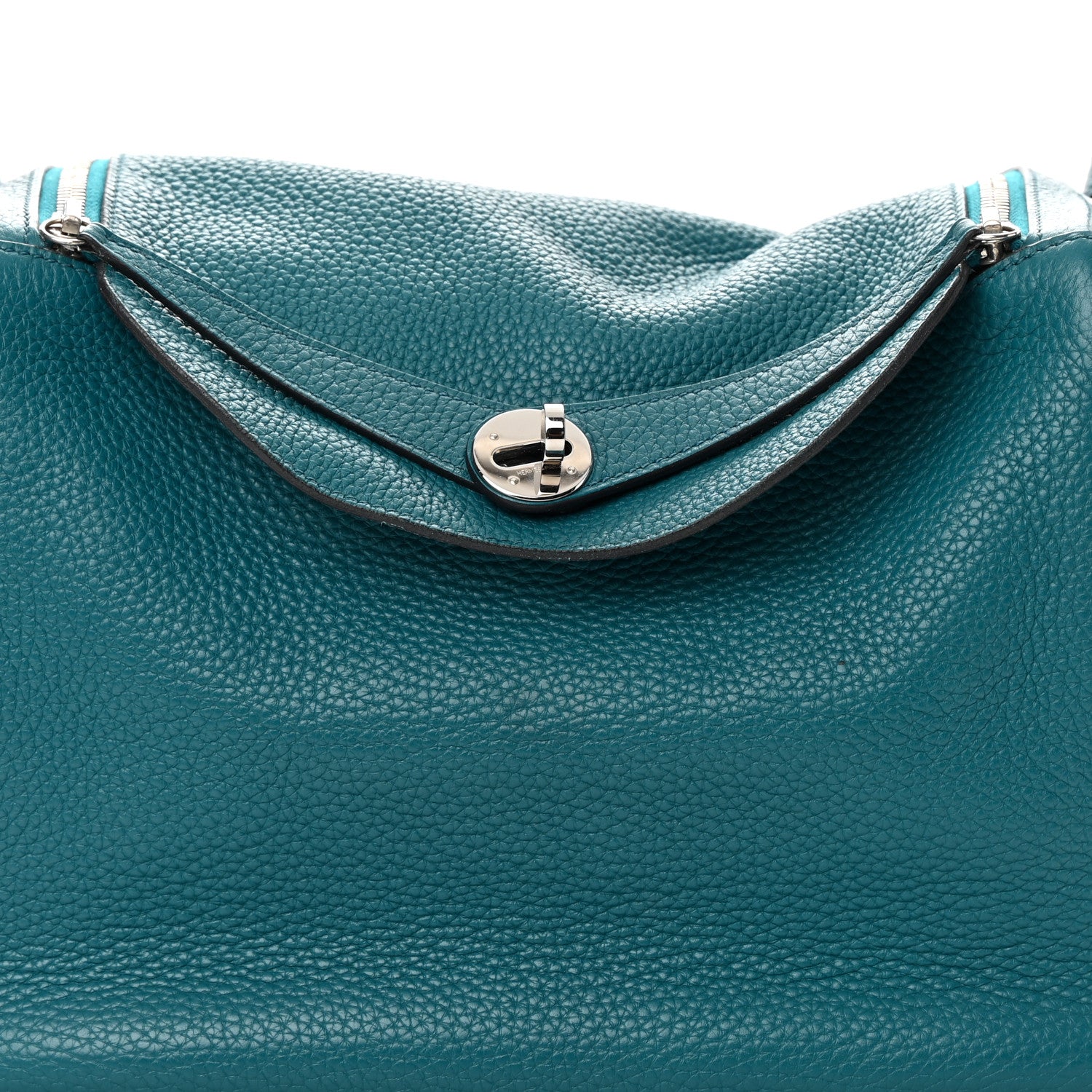 Hermes Taurillon Clemence Lindy 30 Bleu Paon 7 of 19